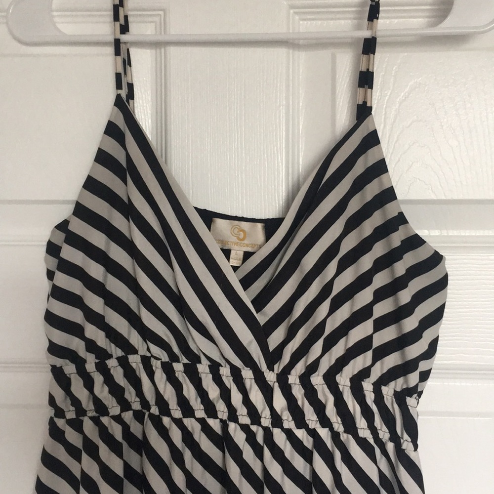Black and white striped maxi dress